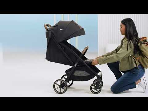 Joie Nutmeg Cabin Friendly Stroller-One Hand Fold-Near Flat Reclining Seat-Car Seat Compatible-2 Years Warranty-For 0 to 4Y (Upto 22 Kg)-Shale