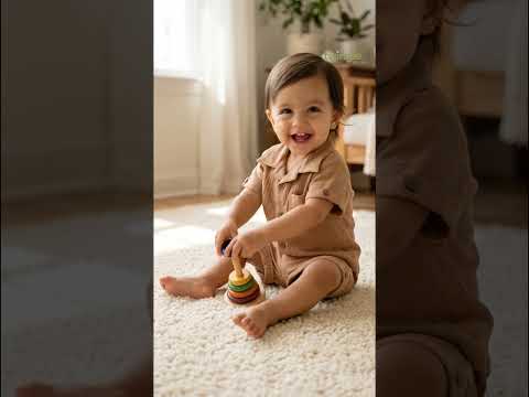 Twingle 100% Organic Muslin Shirt & Shorts Set-Lightweight & Breathable Fabric-Functional Pockets-Soft Elasticated Waistband-Short Sleeves-Solid-Tan-For Infants
