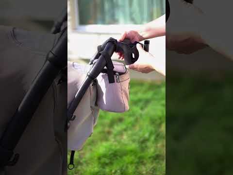 Dooky 2 in 1 Cup & Phone Holder-Clips Onto Stroller Handle Bars-Black