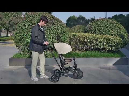 Qplay Comfo Max 7-in-1 Trike-Height Adjustable Parent Handle Bar-360 Degrees Rotating Seat-Adjustable Backrest-Foldable Frame-With Detachable Backpack-For 10M to 6Y (Upto 25 Kg)-Grey