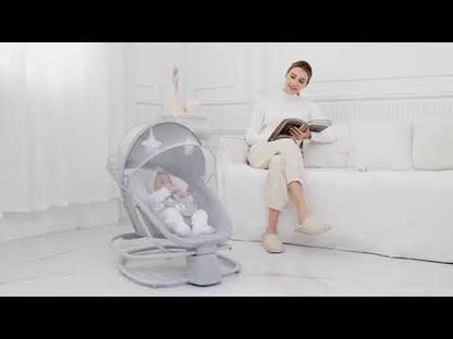 Mastela Deluxe 4 in 1 Swing & Rocker-15 Melodies-Backrest with Full Recline-For 0 to 36M (Upto 9 Kg)-Grey