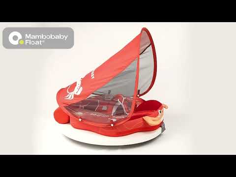 Mambobaby Chest Float Swimming Tube-Air Free Foam Design with 5 Point Safety Harness & 3 Swim Modes, UPF 50+ Detachable Flat Canopy-Upto 18 kg Baby Weight-Crab-Red