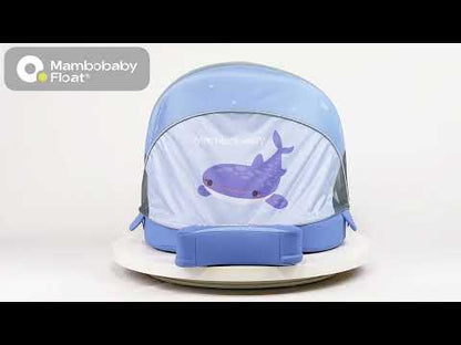 Mambobaby Chest Float Swimming Tube-Air Free Foam Design with 5 Point Safety Harness & 3 Swim Modes, UPF 50+ Detachable 3D Canopy-Whale Shark-Blue