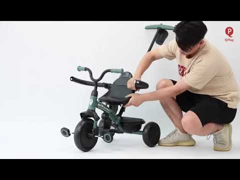 Tricycle évolutif QPLAY Elite Platinum 6 en 1 avec siège pivotant à 360° pour enfants de 10 à 36 mois, poignée directionnelle, capote XL, repose-pieds et panier (Noir Tricycle évolutif QPLAY Elite Platinum 6 en 1 avec siège pivotant à 360° pour enfants de 10 à 36 mois, poignée directionnelle, capote XL, repose-pieds et panier (Noir
