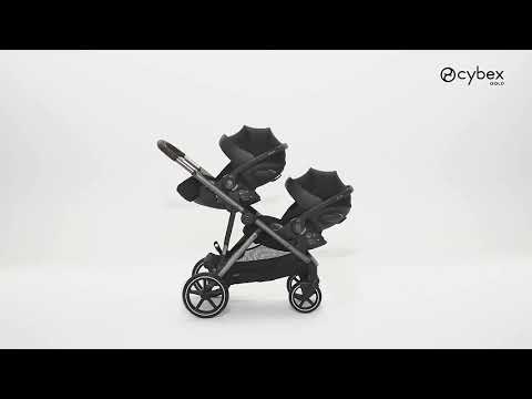 Cybex Gazelle S Stroller-Converts to Double Stroller-Height Adjustable Parent Handle Bar-Reversible & Flat Reclining Seat-With Free Extra Storage Basket-2 Years Warranty-For 0 to 4Y (Upto 22 Kg)-Black Frame & Moon Black Seat