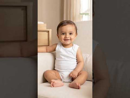 Twingle 100% Organic Cotton Bodysuit Vest-Envelope Neck for Easy Dressing-No Itchy Neck Tags-Sleeveless-Solid-White-Pack of 3-For Infants