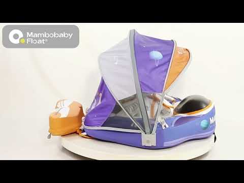 Mambobaby Chest Float Swimming Tube-Air Free Foam Design with 5 Point Safety Harness & 3 Swim Modes, UPF 50+ Detachable 3D Canopy-Upto 18 kg Baby Weight-Astronauts-Blue
