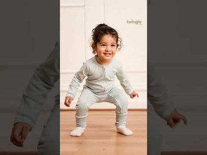 Twingle 100% Organic Cotton Sleepsuit-Zip Guard to Protect Baby's Chin & Neck-Two Way Zipper for Easy Diaper Change-Inbuilt Booties & Mittens-Solid-Light Blue-For Infants