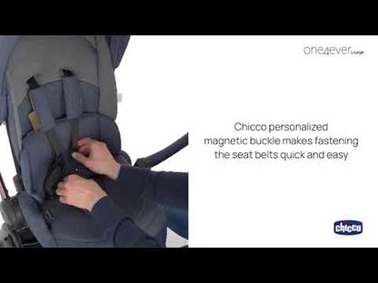 Chicco One4Ever Lounge Baby Stroller-Height Adjustable Backrest-Flat Reclining & Reversible Seat-One Hand Fold-6 Months Warranty-For 0 to 4Y (Upto 22 Kg)-Denim Shine