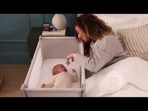 Shnuggle Air Lite Bedside Crib-With Firm, Hypoallergenic Mattress & Hammock Storage-Incline Option For Colic & Reflux-6 Positions Adjustable Height-Both Side Mesh Panels-For 0 to 6M (9 Kg)-Taupe