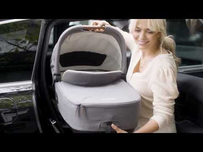 Nuna Cari Next Carry Cot With Base Curv-Carry Cot Features (Doubling As Car Seat and Carry Cot, 3 Point Harness, Upto 13 Kg)-Base Features (Smart Swivel Lock- Button For 360 Degrees Rotation Adjustment)-Granite & Caviar
