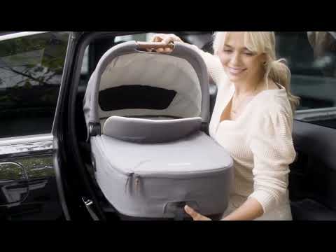 Nuna Cari Next Carry Cot With Base Curv-Carry Cot Features (Doubling As Car Seat and Carry Cot, 3 Point Harness, Upto 13 Kg)-Base Features (Smart Swivel Lock- Button For 360 Degrees Rotation Adjustment)-Granite & Caviar