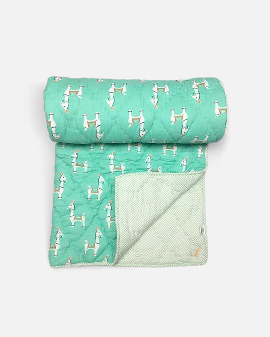 The Almirah Bankura Green Baby Quilt-100% Organic Cotton-For Infants