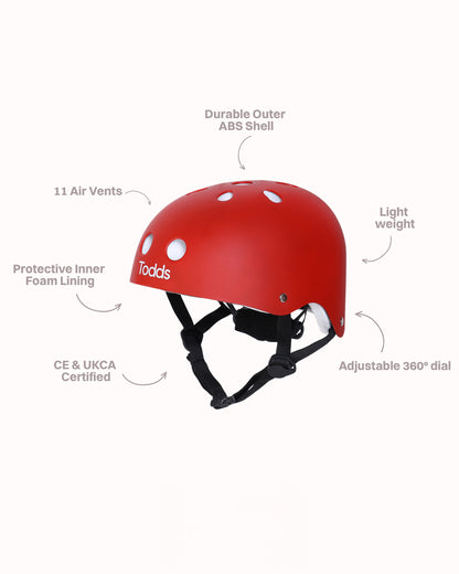 Todds Head Huggers Classic Kids Safety Helmet-Soft Padding-Adjustable Fit-For 2 to 5Y-Red