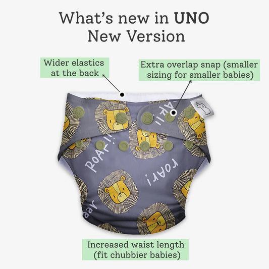 SuperBottoms I'm Roar-some Freesize UNO-12 Hours Absorbency Cloth Diaper-Padded Underwear-100% Organic Cotton-Washable & Reusable-3 to 36M