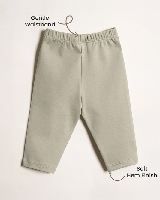 Twingle 100% Organic Cotton Leggings-Soft Elasticated Waistband-No Itchy Tags-Solid-Sage Green-For Infants