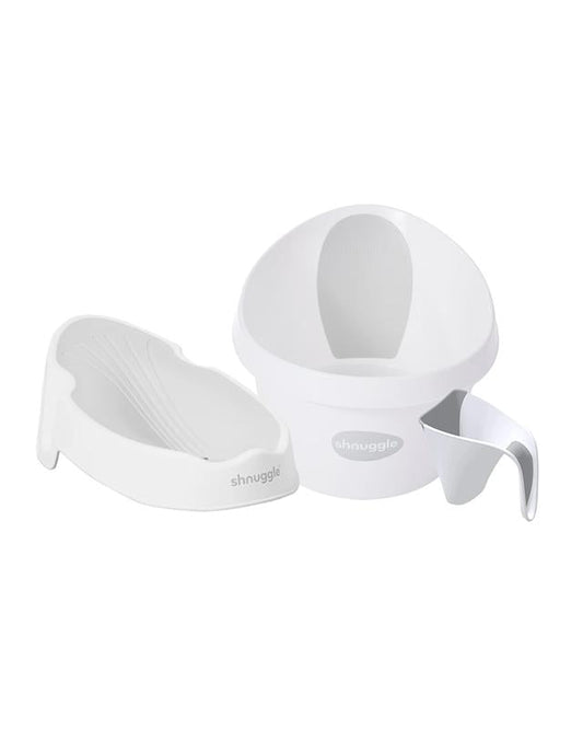 Shnuggle Baby Bath Tub-0 to 48M-with Bather & Jug-White & Grey