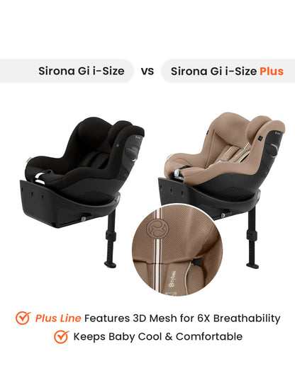 Cybex Sirona Gi i-Size PLUS Baby Car Seat With Newborn Inlay-Convertible (Forward & Rear Facing)-With Mesh Fabric For 6x Better Airflow-360 Degree Rotation-5 Positions Recline in Both Mode-For 0M to 4Y (Upto 20 Kg)-Moon Black