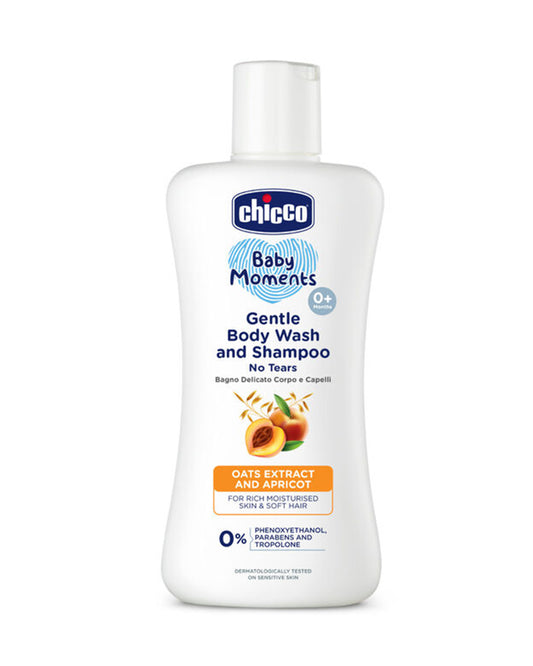 Chicco Baby Moments Gentle Body Wash & Shampoo-Top To Toe Wash-With Oats Extract & Apricot