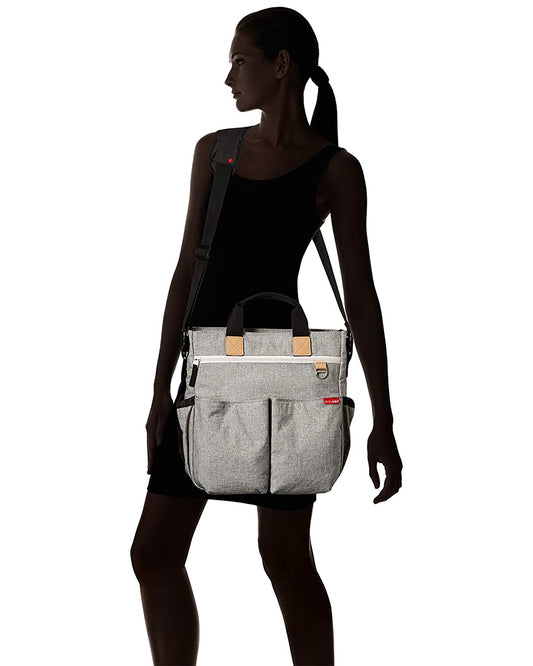 Skip Hop Duo Signature Diaper Bag-With Changing Pad & Removable Shoulder Strap-Grey Melange