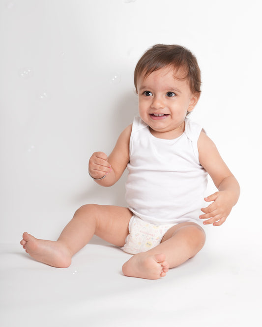 Twingle Snow White Envelope Neck Sleeveless Vest-Solid-100% Organic Cotton-Pack of 3-For Infants