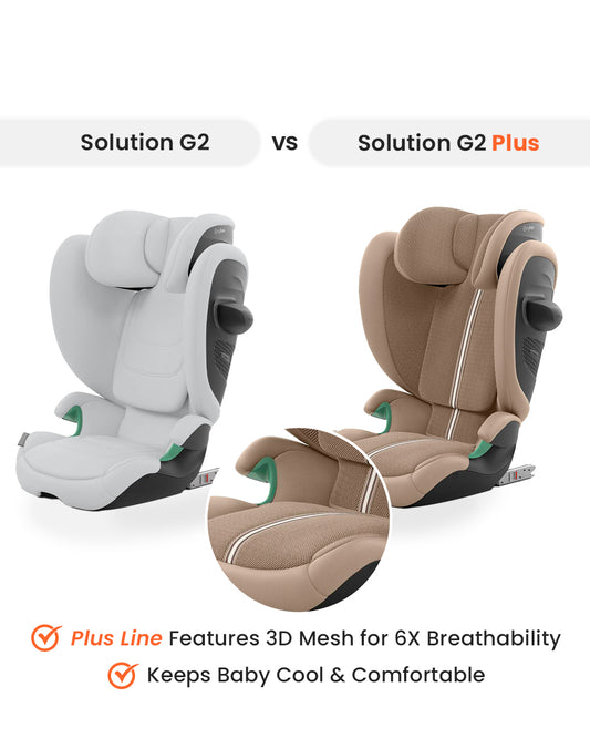 Cybex Solution G2 PLUS Foldable Car Seat-Forward Facing-Mesh Fabric For 6x Better Airflow-Folds into Compact Shape-With Convenient Carry Handle-12 Positions Adjustable Headrest-For 3 to 12Y (15 to 50 Kg)-Moon Black