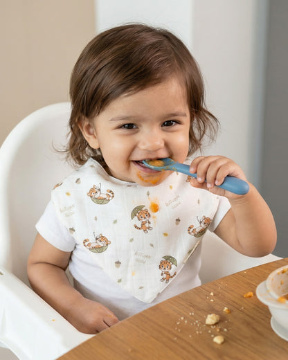 Twingle 100% Organic Muslin Bandana Bib-Dual Layer for Maximum Absorbency-Trusted YKK Snaps-Roar & Autumn Print-Pack of 2-For Infants
