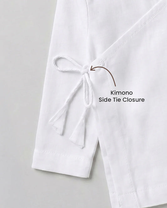 Twingle 100% Organic Cotton Jhabla-Kimono Opening for Easy Dressing-Croc On Wheels-White-For Infants