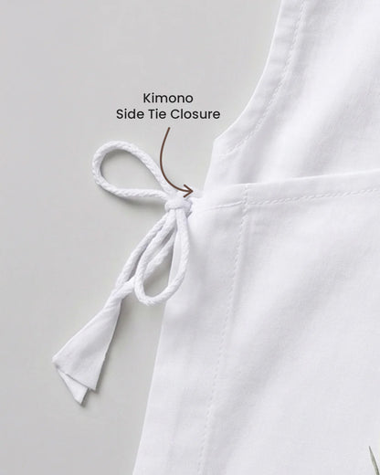 Twingle 100% Organic Cotton Jhabla-Kimono Opening for Easy Dressing-Ellie Elephant-White-For Infants