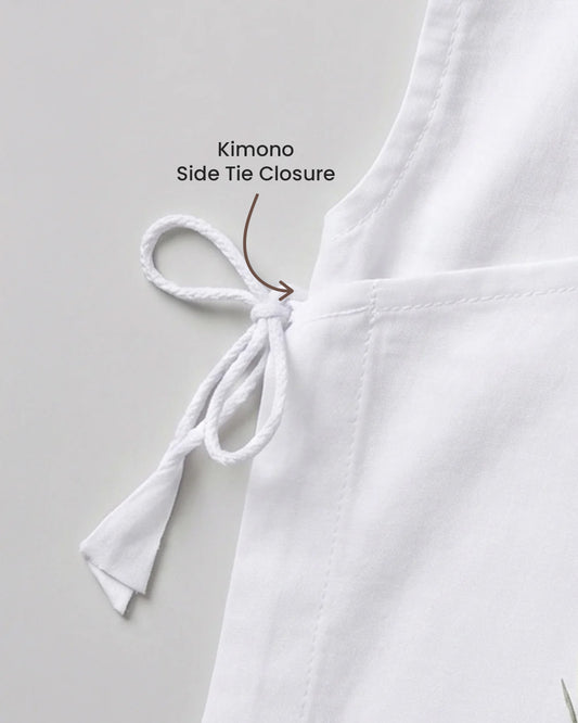 Twingle 100% Organic Cotton Jhabla-Kimono Opening for Easy Dressing-Pappy Birdie-White-For Infants