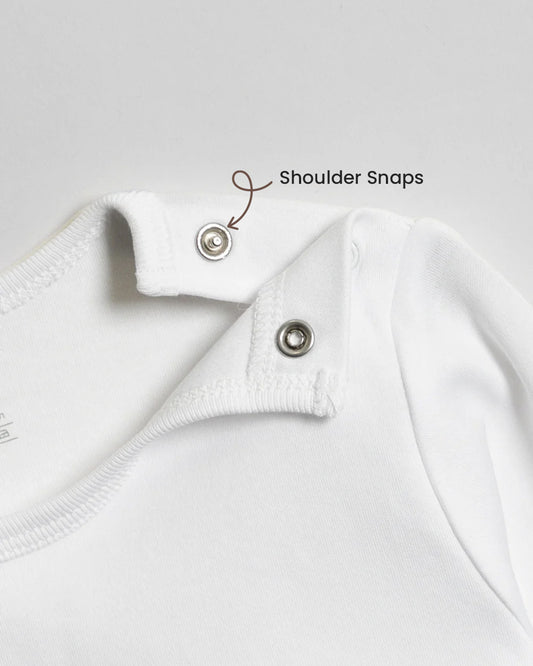 Twingle 100% Organic Cotton Vest-Round Neck-No Itchy Tags-Long Sleeves-Solid-White-Pack of 3-For Infants