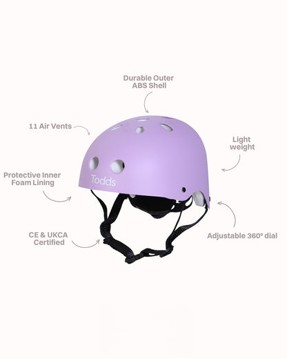 Todds Head Huggers Classic Kids Safety Helmet-Soft Padding-Adjustable Fit-For 2 to 5Y-Violet Vroom